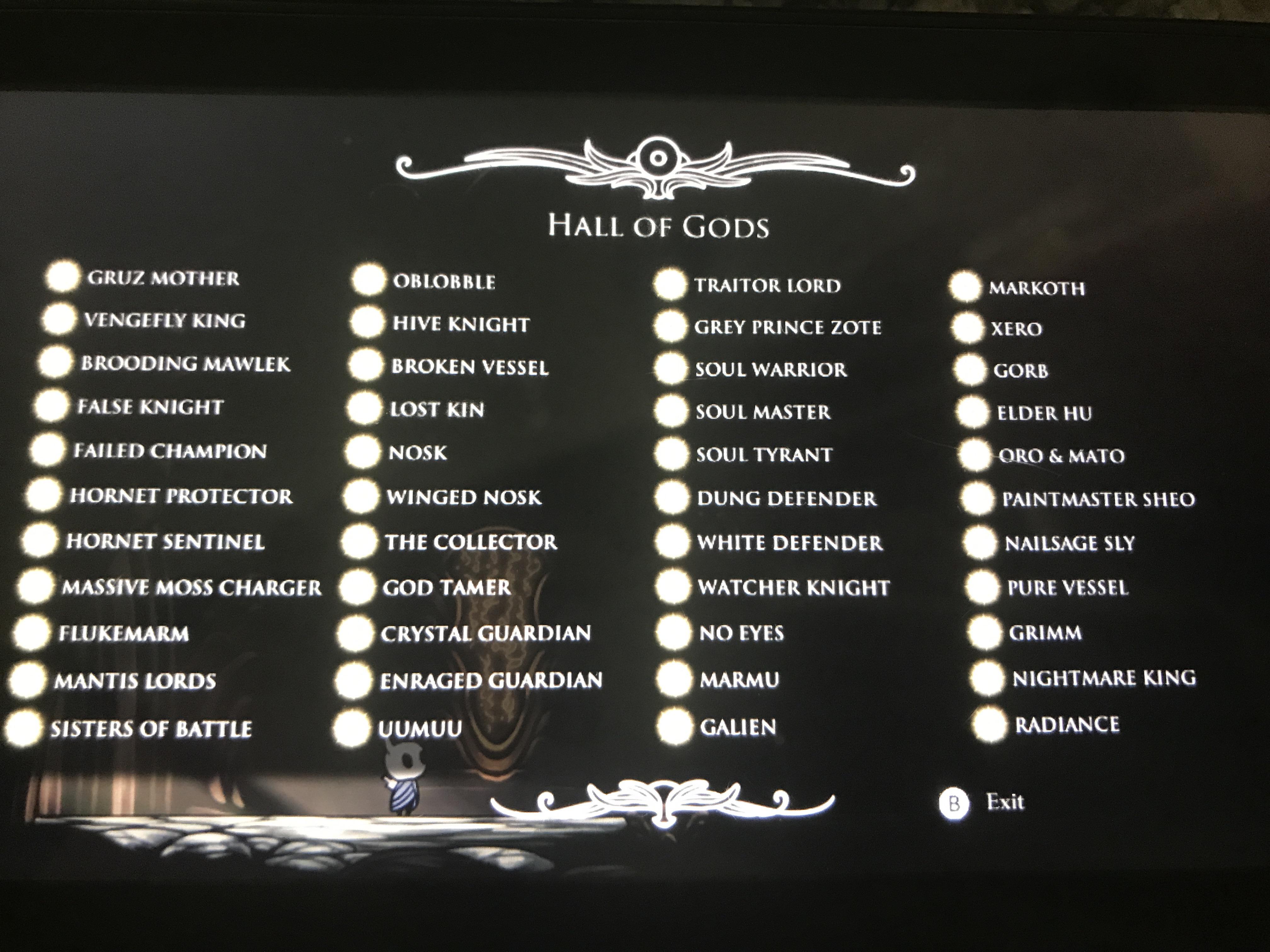 Hall of gods complete list